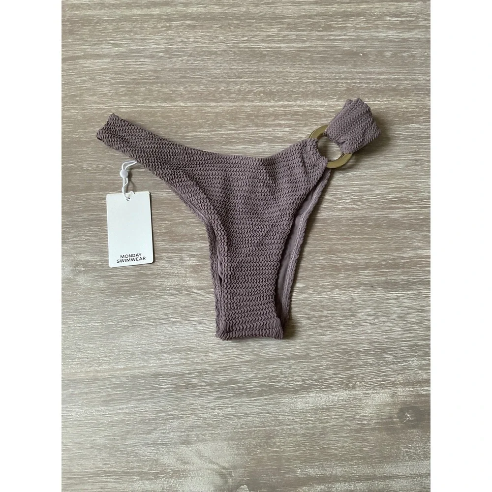 Monday Swimwear Bronte Bottom Stone Crinkle Size Large New With Tags